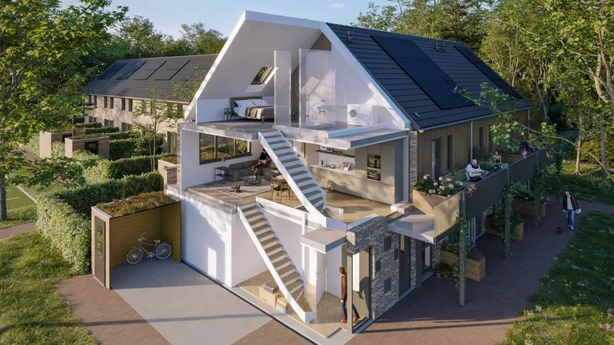 Doorsnede van een maisonnette type Beuk