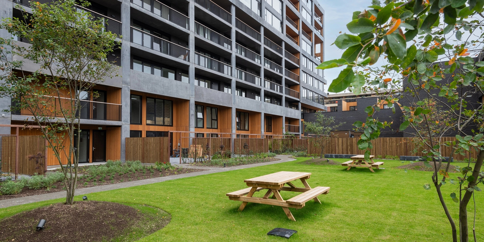 binnentuin Havenkwartier met op links de appartementen