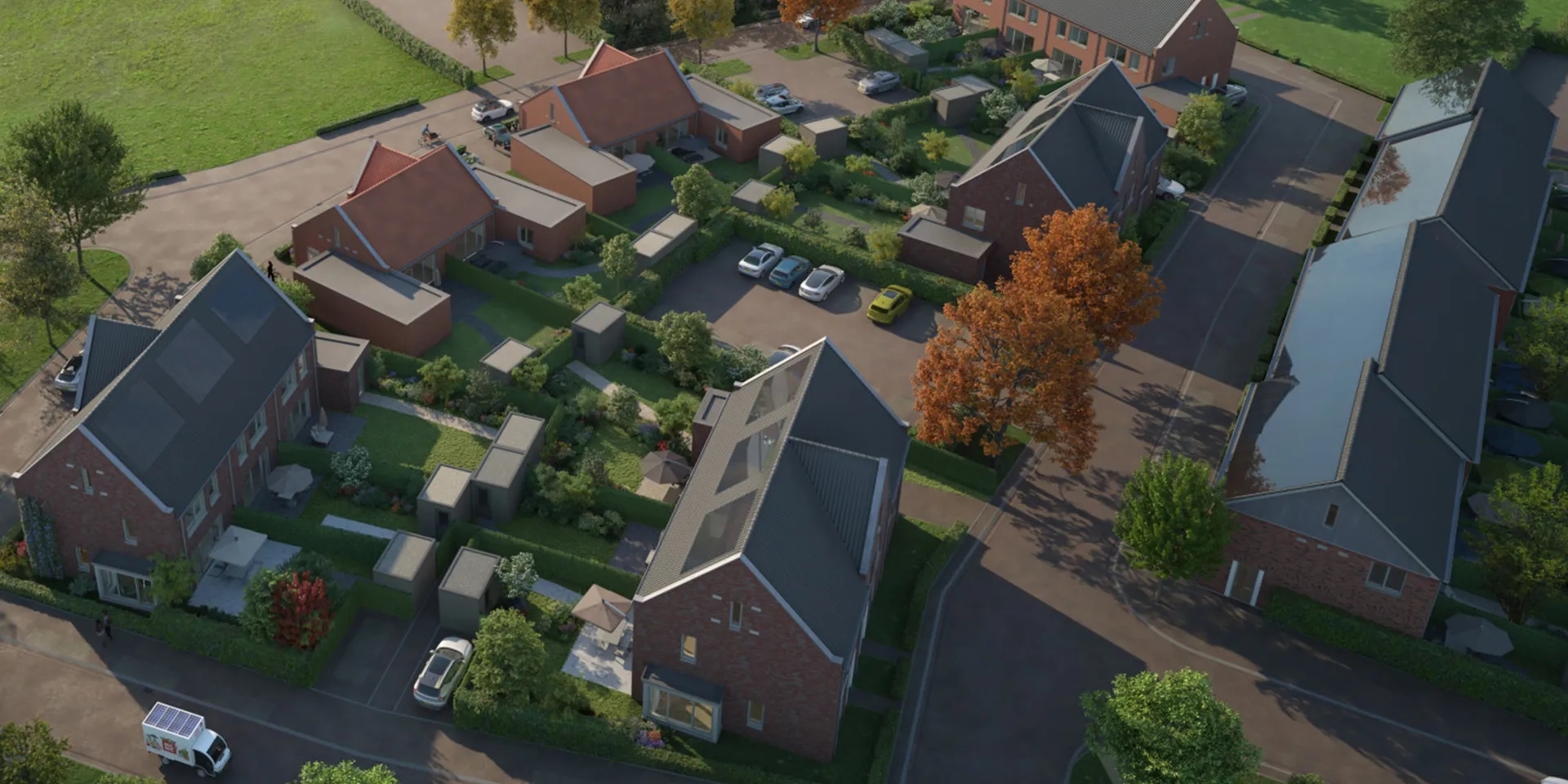 Vogelvlucht impressie van nieuwbouw wijk Waterviolier