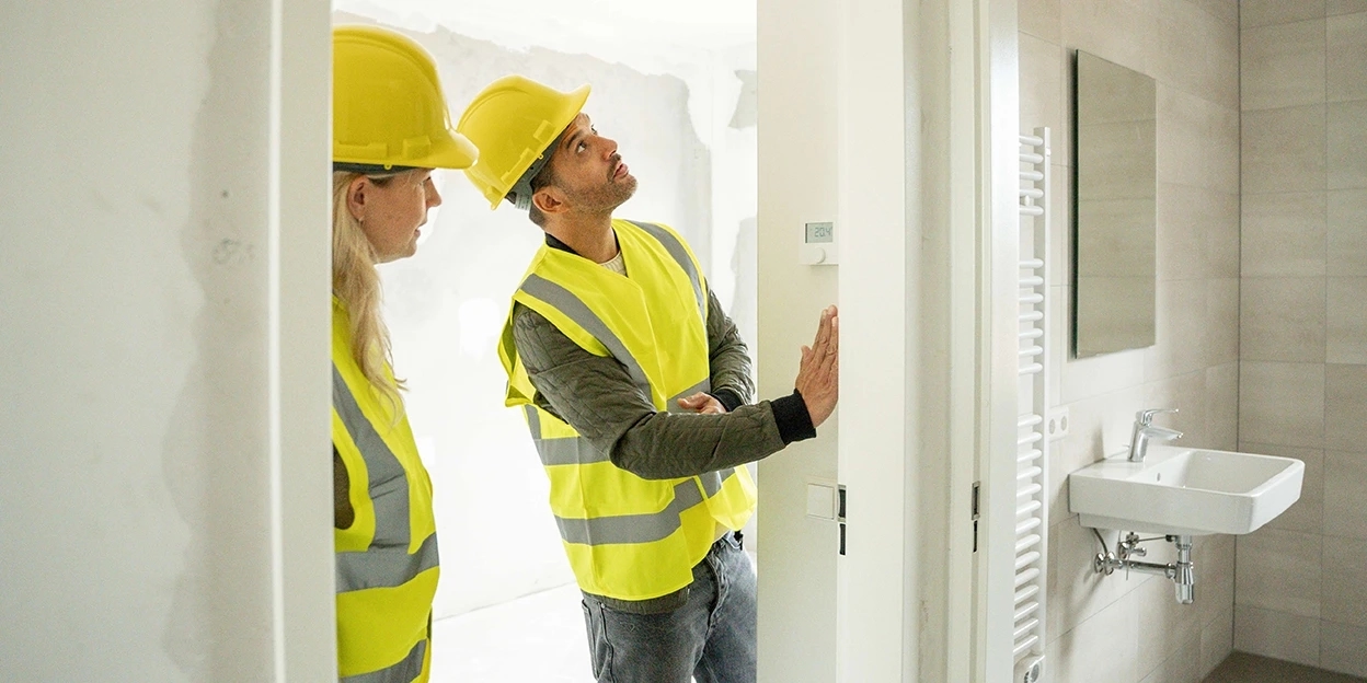 Man en vrouw controleren hun woning op gebreken